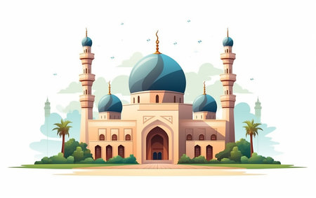 Mosque Isolated on White Background - Cartoon Styleの素材
