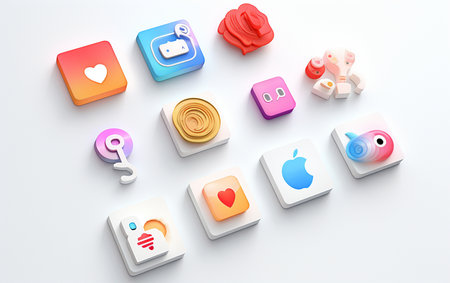 White Background Social Media Icons for Websitesの素材