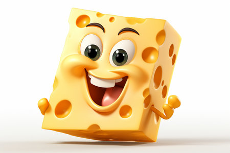 Cheese Wedge Whimsy: A Cartoon Culinary Character from Hollandの素材