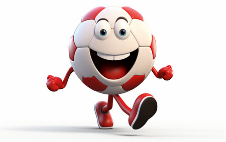A 3D Cartoon Character with a Soccer Ball, Isolated Generative By Ai.の素材