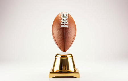 Trophy with American Football Ball on White Generative By Ai.の素材
