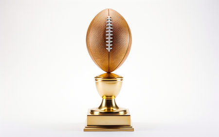 Trophy with American Football Ball on White Generative By Ai.の素材