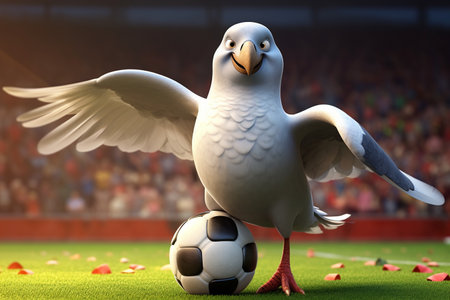 Cute 3D Pigeon Playing Soccer Generative By Ai.の素材