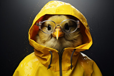 Fun 3D Illustration of a Fashionable Bird Generative By Ai.の素材