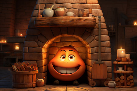 Cute 3D Fireplace Character Generative By Ai.の素材