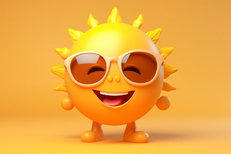 Lighthearted Sun in 3D Cartoon Style Generative By Ai.の素材