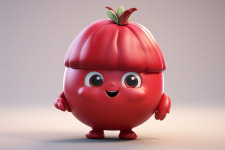 Adorable Pomegranate in Cartoon Style Generative By Ai.の素材