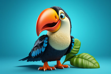 A Cute 3D Toucan Character's Playful Journey Generative By Ai.の素材