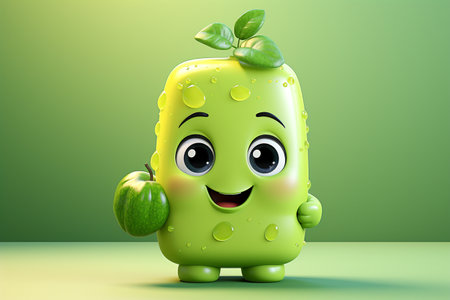 A Lovable 3D Cute Green Juice Generative By Ai.の素材