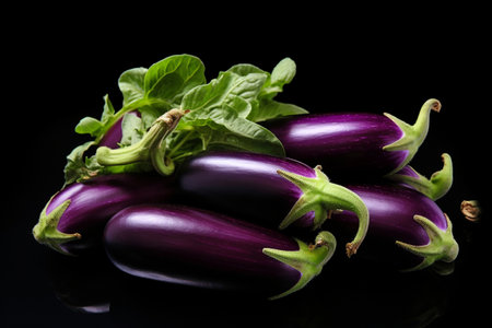 Plump Eggplants in the Sunlight Generative By Ai.の素材