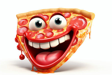 3D Cartoon Pizza Slice Generative By Ai.の素材