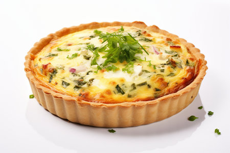 Realistic Quiche Isolated on a White Canvas Generative By Ai.の素材