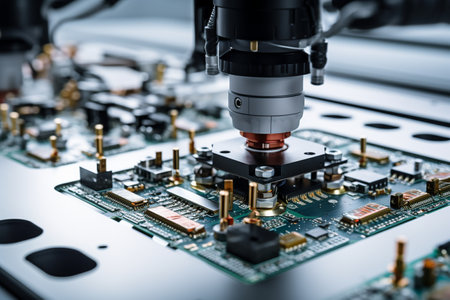 Robotic Arm Assembling Electronic Wonders Generative By Ai.の素材