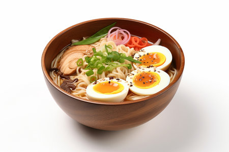 Realistic Ramen Isolated on a White Canvas Generative By Ai.の素材