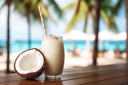 Capturing a Cold Coconut Cocktail Generative By Ai.の素材