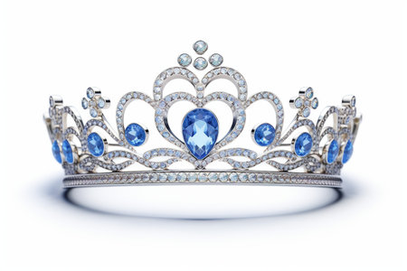 3D Icon of Brides' Tiara with Sparkling Gemstones generative by Ai.の素材