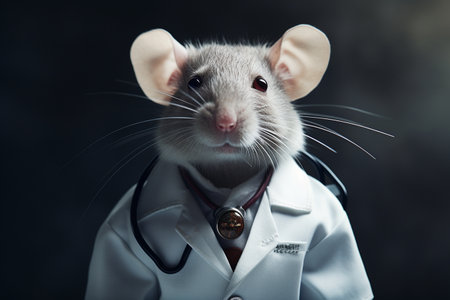 Mouse Medic: A Furry Healer in Tiny Scrubs generative by Ai.の素材
