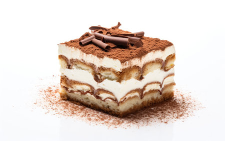 Creamy Tiramisu Dessert on White Backgroundの素材