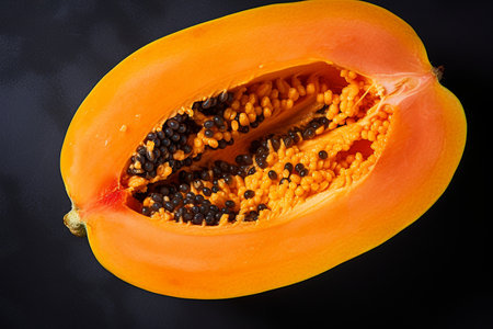 Top View of Ripe Half-Cut Papaya generative by Ai.の素材