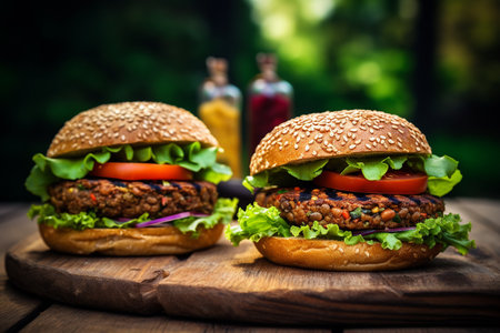 Yummy Lentil and Vegetable Burgers generative by Ai.の素材