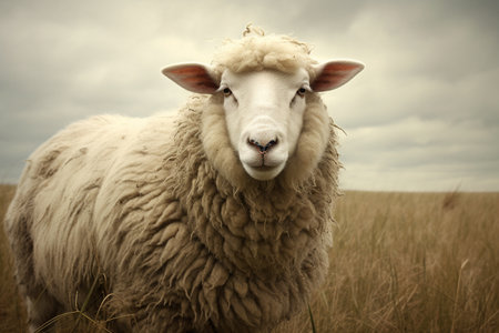 A Sheep's Life in the Pasture generative by Ai.の素材