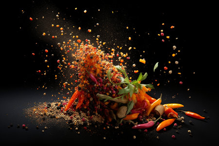Pepper and Spice Powder Explosion generative by Ai.の素材