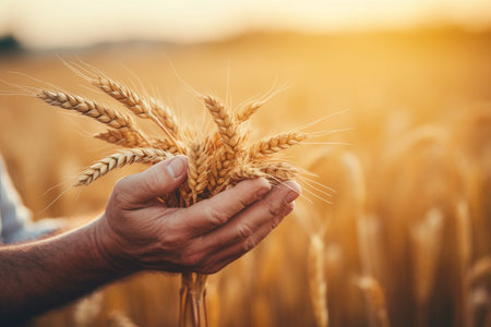 Person Holding Wheats generative by Ai.の素材