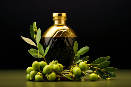Green Olive Oil Bottle generative by Ai.の素材