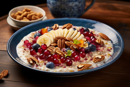 Topped with Nuts and Berries generative by Ai.の素材