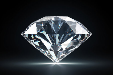 3D Icon of a Sparkling Diamond with Intricate Facets generative by Ai.の素材