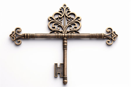 Antique 3D Ornate Key with Intricate Pattern generative by Ai.の素材