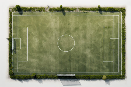 Textured Soccer Field in a Top-Down Perspective generative by Ai.の素材