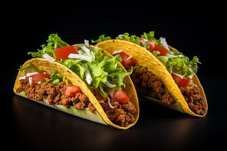 Realistic Tacos Isolated on a White Background generative by Ai.の素材