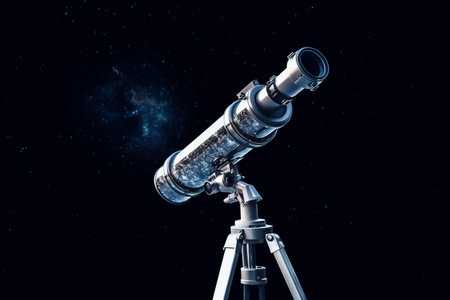 Telescope Aimed at the Night Sky, Revealing Distant Galaxies generative by Ai.の素材