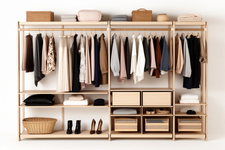 Closet Organization Isolated on a White Background generative by Ai.の素材
