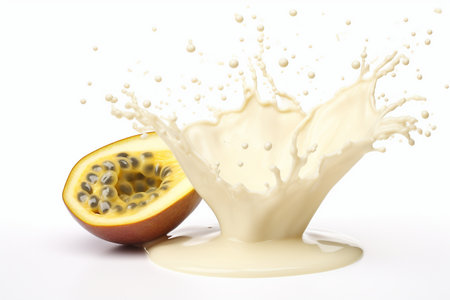 3D Icon of a Passion Fruit Releasing Its Seeds Generative by Ai.の素材