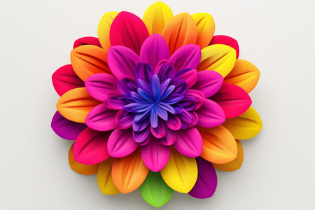 3D Icon of a Vibrant Zinnia with Multi-colored Petals Generative by Ai.の素材
