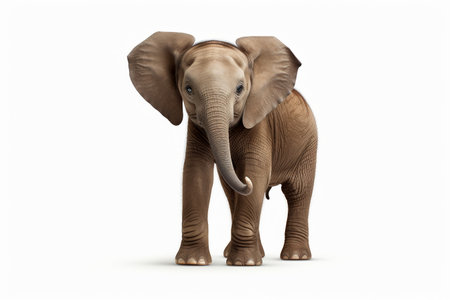 Baby Elephant Learning to Use Its Trunk in Isolation Generative by Ai.の素材