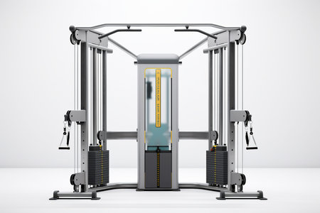 Cable Crossover in a Well-Equipped Gym Generative by Ai.の素材