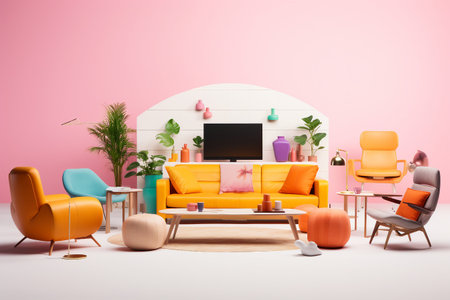 Capture of a Colorful and Vibrant Shared Workspace Generative by Ai.の素材