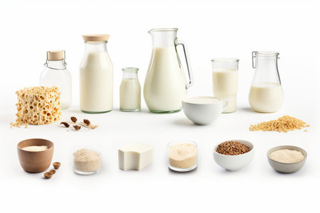Collage of Dairy-Related Images, Showcasing the Milk Production Process Generative by Ai.の素材