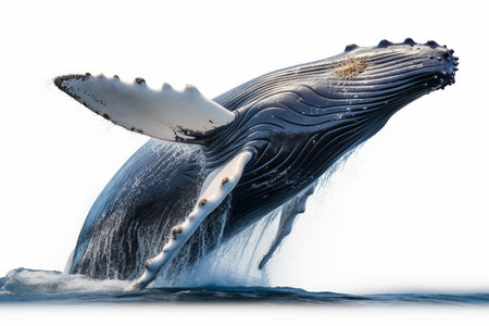 A Majestic Humpback Whale Breaching the Isolated Surface Generative by Ai.の素材