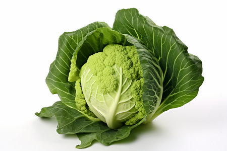 Fresh Cauliflower Head with Trimmed Leavesの素材