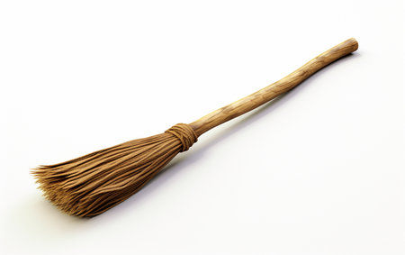 8K Realism of a Broomstick on a Crisp White Background Generative By Ai.の素材