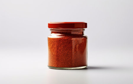 8K Realistic Image of Chili Powder Jar on White Background Generative By Ai.の素材