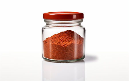 8K Realistic Image of Chili Powder Jar on White Background Generative By Ai.の素材