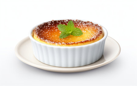8K Realistic Image of Creme Brulee on White Background Generative By Ai.の素材
