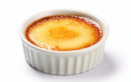 8K Realistic Image of Creme Brulee on White Background Generative By Ai.の素材