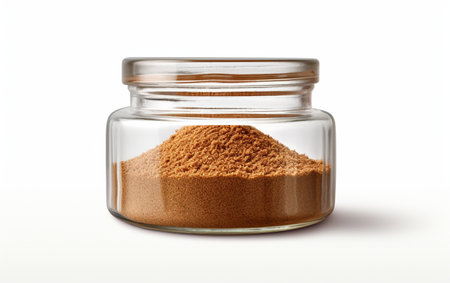 8K Realism of Cumin Powder Jar on a Crisp White Background Generative By Ai.の素材