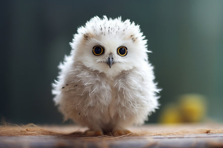 Cute Fluffy White Owl with Wise Eyes Generative By Aiの素材